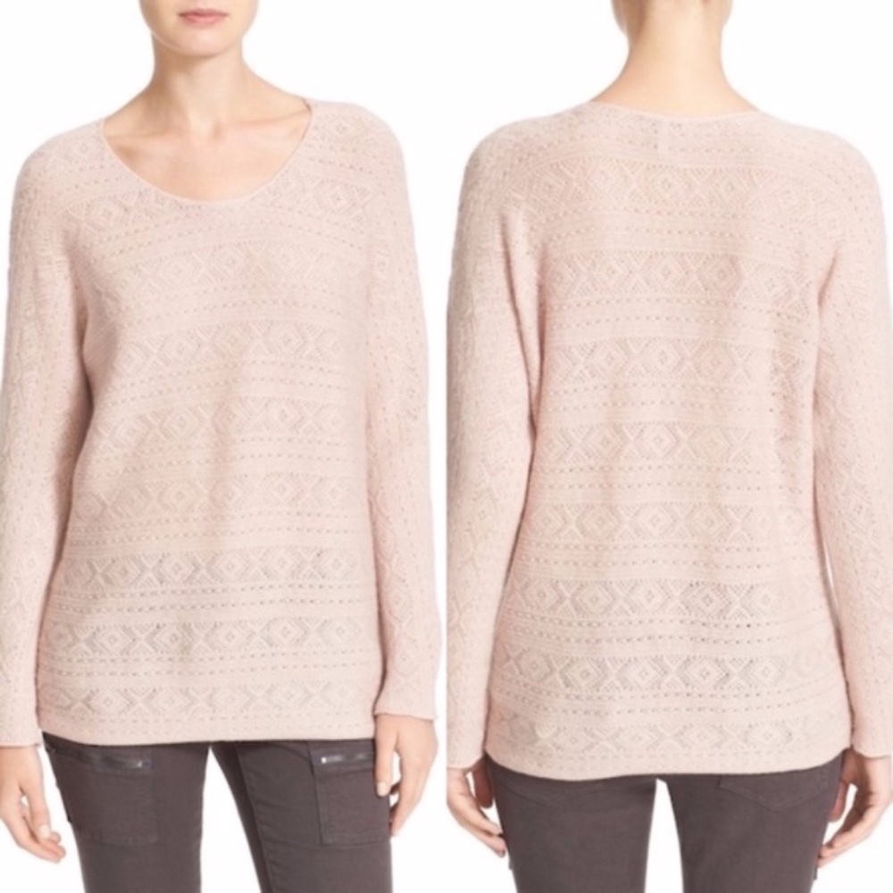 JOIE Tayte Wool & Cashmere Pointelle Sweater Blush